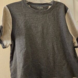 Meta activewear Distressed crop grey Colorblock jersey Layer gym workout top 1X